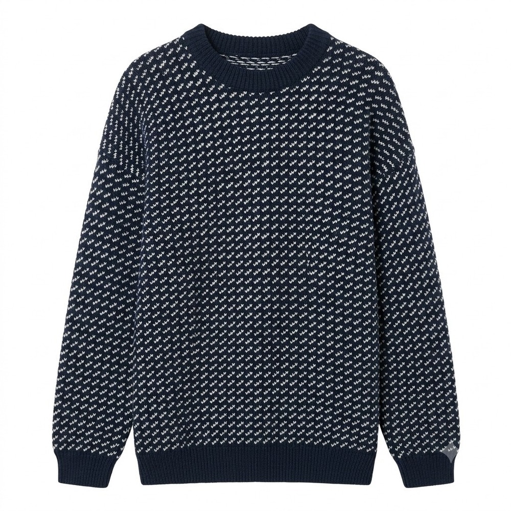Vtg Roots Crewneck Sweater Mens XL Blue White Knit Birdseye Nordic Pullover